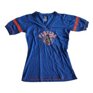 Florida Gators T-Shirt‎ University Of Florida Pro Edge Blue V-Neck Womens Medium